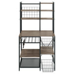 BELLEZE - Bakers Rack With Power Strip, Storage Shelves, Standing Kitchen Organizer, Gray - The ultimate solution for your kitchen's every need, this piece of furniture is expertly designed for maximum storage efficiency. It has multi-uses that let you make it a kitchen coffee bar stand, wine rack, microwave stand, baker stand, and so much more. Enjoy a functional and attractive storage organizer that can be easily customized to your needs.