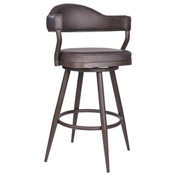 Armen Living Justin 30 Bar Height Barstool in Brown Powder Coated Finish...