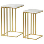StyleCraft - Angie Nesting Tables Set of 2 Gold/White Marble - With the modern charm of this marble and metal end table, elevate the ambiance of your living room or dining room with ease. The end table's stunning marble top, combined with its strong metal base, gives this fashionable end table the perfect blend of utility and style. Nest this table for an elegant, vintage look and elevated functionality, it is made to fit into any kitchen, dining or living room setting easily, pairing wonderfully with any interior decor.