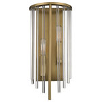 Hudson Valley Lighting - Hudson Valley Lighting 2511-AGB Lewis 2 Light Wall Sconce in Aged Brass - Taking a cue from geometry, Lewis staggers eight-sided crystal and metal rods from gorgeous cast holders. The glamour of the crystal contrasts the seriousness of solid metal and makes for a strong and immediate visual impact. By distilling the piece down to only essential elements, the quality of manufacturing and the details of exquisite design emerge.