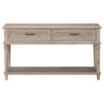 Lexicon Cardano Wood 2 Drawer Console Table in Driftwood Light Brown