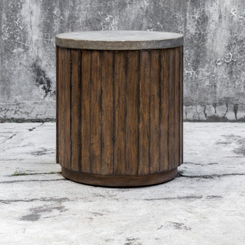 Uttermost Maxfield Wooden Drum Accent Table