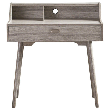 GDF Studio Elyse Mid-Century Modern Finished Fiberboard Home Office Desk, Gray Oak