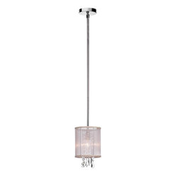 Shaded 1 Light 6" Crystal Mini Pendant or Ceiling Mount Fixture with Oyster Colo - Pendant Lighting