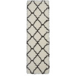 Nourison - Nourison Luxe Shag 2'2" x 7'6" Ivory/Charcoal Shag Indoor Area Rug - This exceptionally plush 2-inch-deep shag rug from the Nourison Luxe Shag Collection has the look and feel of luxuriously soft sheepskin, and makes a perfect addition to any casual room setting. Luxurious texture and Moroccan lattice pattern on soft ivory color for a warm, soothing accent.