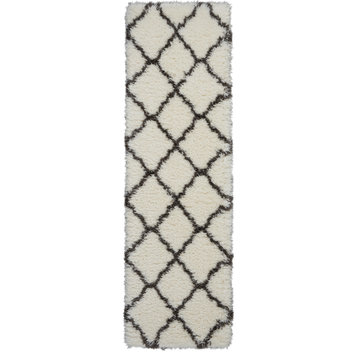 Nourison Luxe Shag 2'2" x 7'6" Ivory/Charcoal Shag Indoor Area Rug