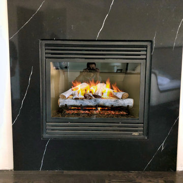 Fireplace Surround by a full slab of Amina Quartz.