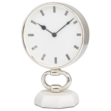 Modern Silver Stainless Steel Metal Clock 560104