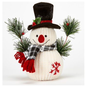 12" Tabletop Knit Christmas Snowman With Hat