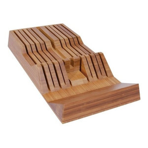 In Drawer Bamboo Kitchen Knife Storage Block Large Traditional