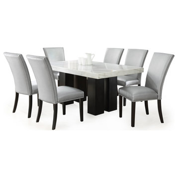 Steve Silver Camila Rectangle 7 Pcs Dining Set In Silver Finish CM420WBWTSSN7PC