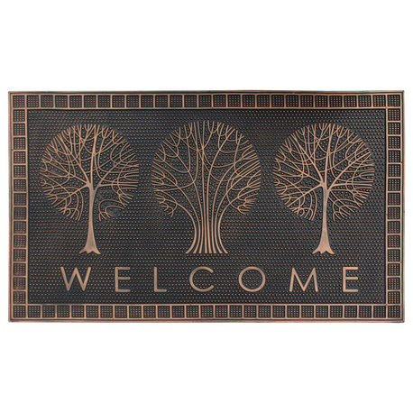 A1HC  Welcome Trees Rubber Pin Mat, Beautifully Copper Finished 18"x30"
