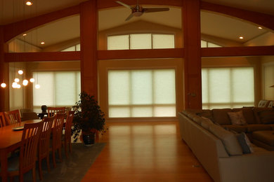 Cellular Shade in Great Room with Architectural Accent Windows