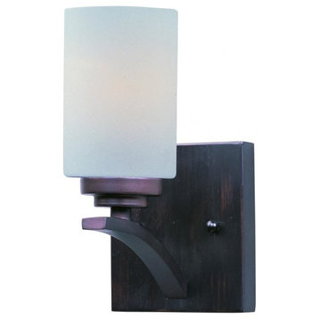 Maxim Deven 1-Light Oil Rubbed Bronze Satin White Glass Wall Light