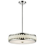 Z-Lite - Led Pendant Chrome - Black and White classic retro styling of the Sevier family presents an up to date contemporary look. Gleaming chrome hardware compliments the simple colour palette. These low profile fixtures are fitted with the newest LED light source technology.