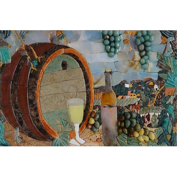 Mosaic Art, Barrel Wine Countryside, 20"x31"