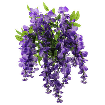 15 Stems Wisteria Long Hanging Bush Flowers, Lavender