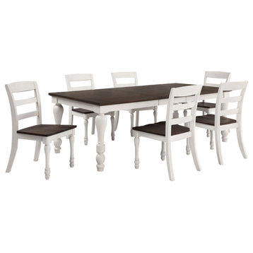 Madelyn 7-piece Rectangle Dining Set Dark Cocoa and Coastal White
