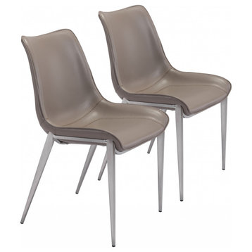 Stich Gray Faux Leather Side or Dining Chairs Set of 2 Chairs
