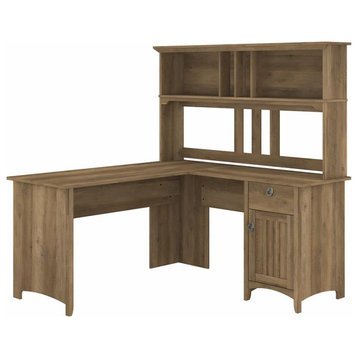 Salinas 60W L Shaped Desk with Hutch in Reclaimed Pine - Engineered Wood