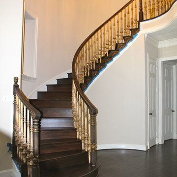 Grand hand-carved wooden staircase