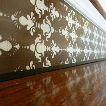 Painted Stair Risers - Brown & White Baroque