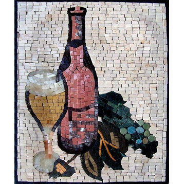 Mosaic Patterns, Wine Bottiglia, 24"x31"