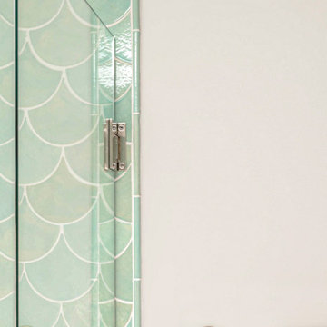 Light Teal Fish Scale Bathroom Tile
