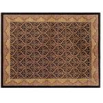 Bareens Designer Rugs - Classic Ziegler Nickole Black Tan Hand-Knotted Wool Rug - 6'0'' x 8'9'' - Enhance the ambiance of your home with this magnificent Persian-influenced Turkish hand-knotted rug made by skilled artisans capable of creating the most exceptional vegetable dyes and hand-spun wool. This exquisite handmade rug is a one-of-a-kind Peshawar Kafkaz, otherwise identified as Chobi, Chobi Peshawar, Oushak, or Ziegler rug. These handmade rugs are crafted in Pakistan utilizing superior-quality wool imported from Australia, New Zealand, and Korea in two types of weaves: the Persian weave and the Mori weave. This rug is meticulously crafted by hand using the finest natural vegetable dyes extracted from local plants. The artisans use a blend of hand-spun local and fine merino wool, resulting in a rug with a compelling texture, higher lanolin content, and longer staple. The artisans occasionally incorporate natural or artificial silk into the pile to enhance specific motifs. The finished product is an awe-inspiring execution of flawless design and an understated palette that exudes elegance.