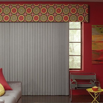 GRAY VERTICAL BLINDS - Fabric Valance Lafayette Interior Fashions