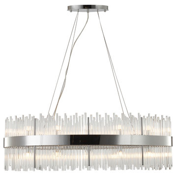 Chrome Stainless Steel Chandelier With Clear Glass Rods