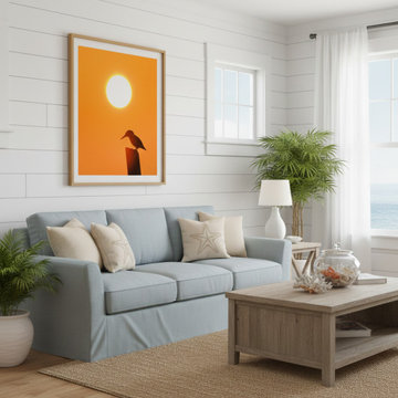 Kingfisher Bird Silhouette Coastal Wall Art Prints
