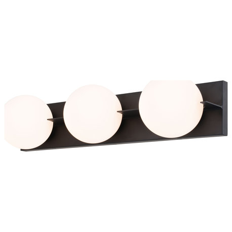 Parkview 3 Light Black Mid-Century Modern Bathroom Vanity Wall Fixture