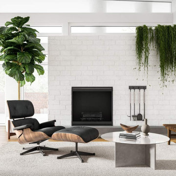 Demi T Shape Concrete coffee table with glass top