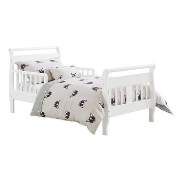 Baby Relax Modern Burton Sleigh Wood Toddler Bed in White