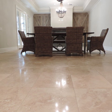 Travertine Tile Basement - Atlanta Project