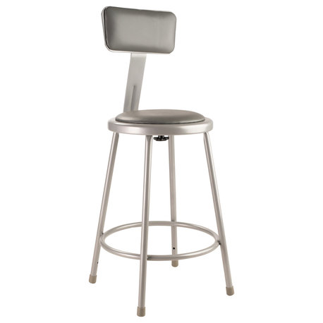 NPS 24"Heavy Duty Vinyl Padded Steel Stool With Backrest, Grey