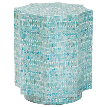 Katy Blue End Table With Mother of Pearl