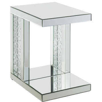 Accent Table, Mirrored and Faux Crystals Inlay