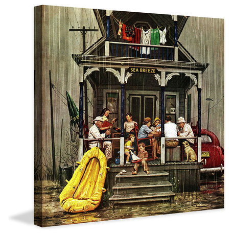 "Rainy Day at Beach Rental" Print on Canvas by Stevan Dohanos