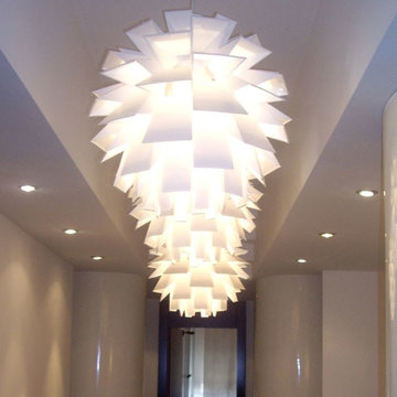 Modern NYC Apartment Style Living Room Design Idea with NORM 69 Pendant Light
