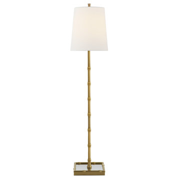 Grenol Buffet Lamp in Hand-Rubbed Antique Brass with Linen Shade