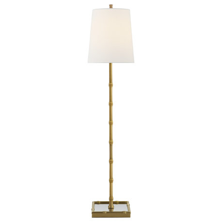 Grenol Buffet Lamp in Hand-Rubbed Antique Brass with Linen Shade