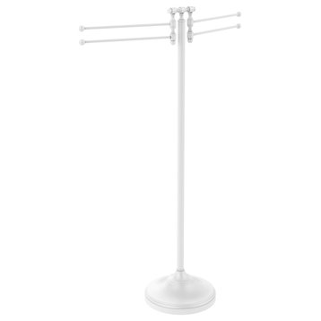 Towel Stand with 4 Pivoting Swing Arms, Matte White