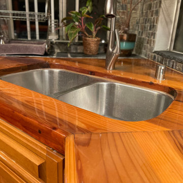 Redwood Kitchen Countertop Epoxy Finish