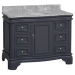 Kitchen Bath Collection - Katherine 48" Bath Vanity, Marine Gray, Carrara Marble - The Katherine: class and elegance without compare.