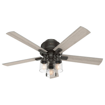 Hunter 52" Hartland Low Profile Ceiling Fan, Noble Bronze, LED and Pull Chain