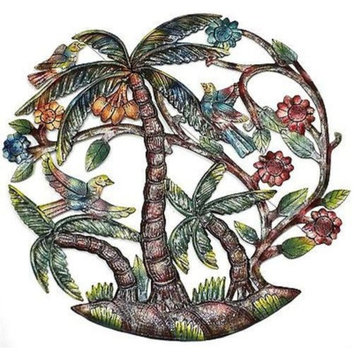 Tropical Palm Trees Handpainted Recycled Metal Wall Art
