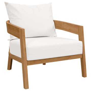 Brisbane Teak Wood Outdoor Patio Armchair, Natural White