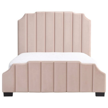Maine Rose Beige Fabric Bed, King